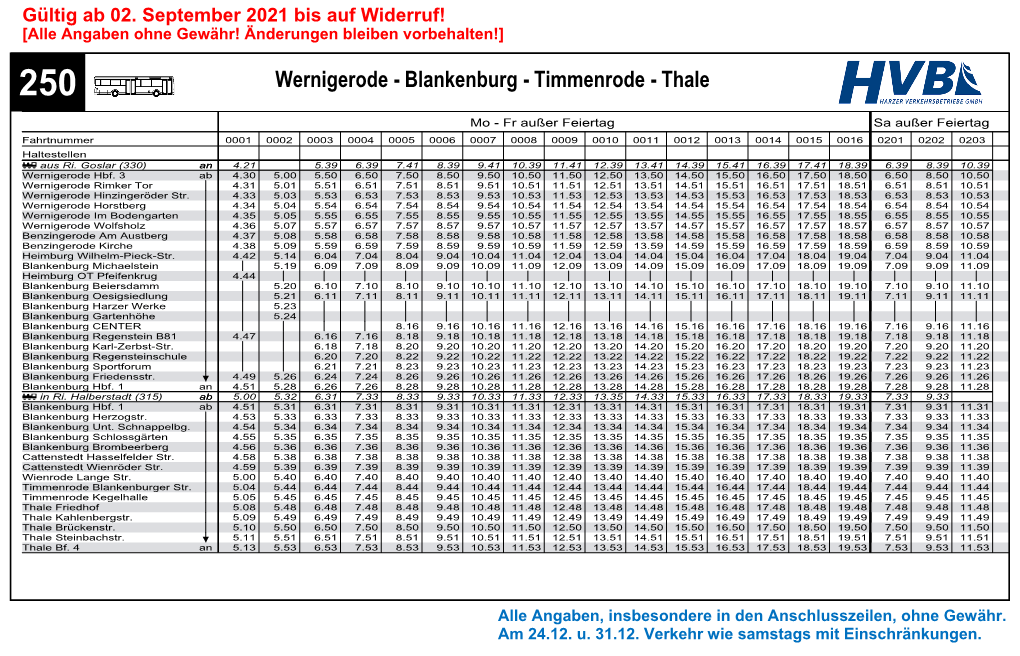 Wernigerode - Blankenburg - Timmenrode - Thale