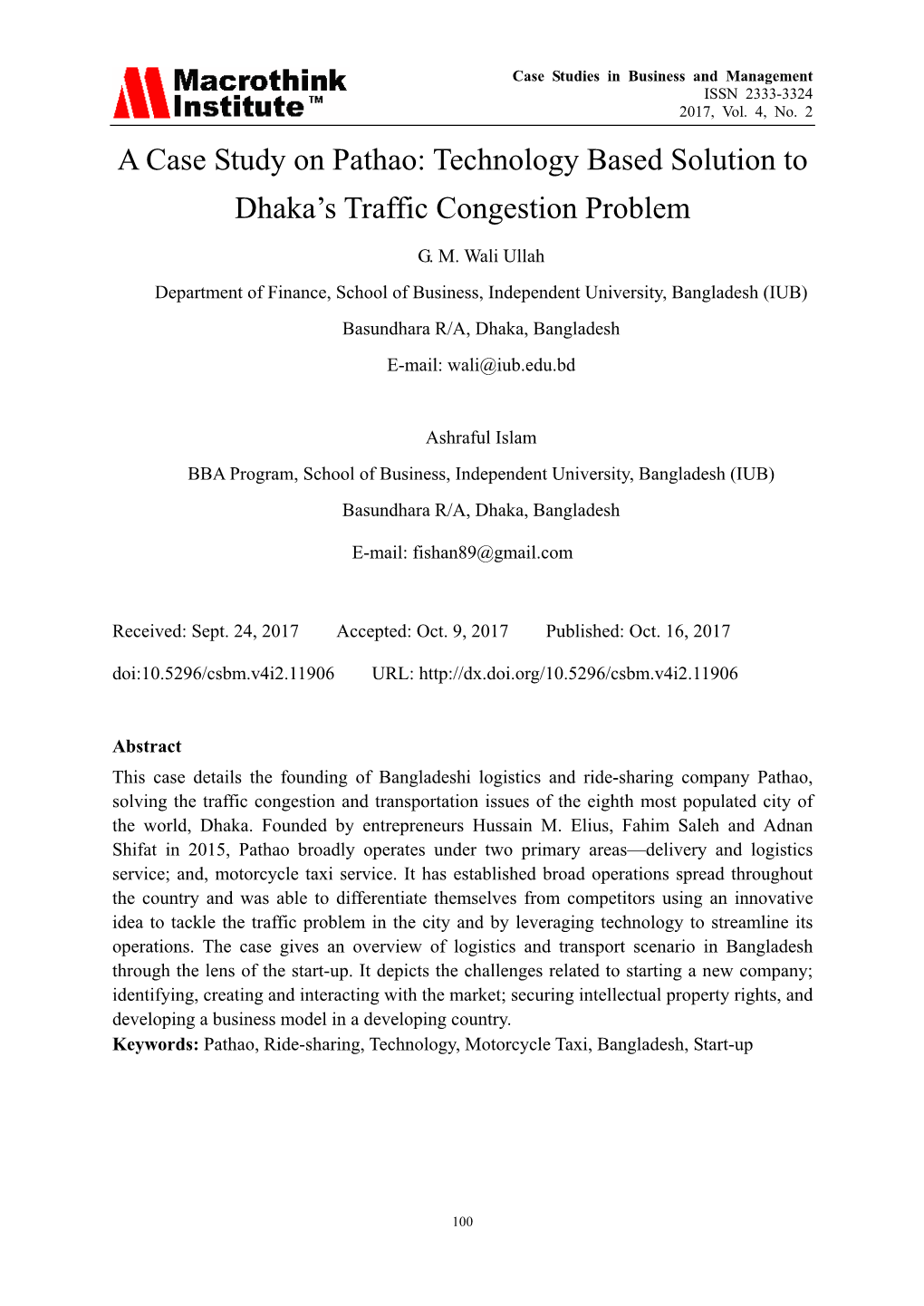 A Case Study on Pathao: Technology Based Solution to Dhaka's Traffic