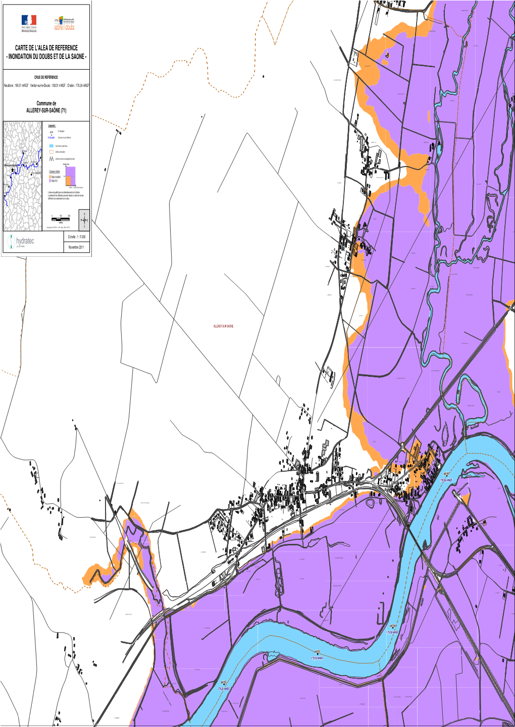 INONDATION DU DOUBS ET DE LA SAONE - SAONE LA DE ET - DOUBS INONDATION DU Allerey-Sur-Saône Neublans Neublans : 186.51 Mngf Verdun-Sur-Le-Doubs : 180