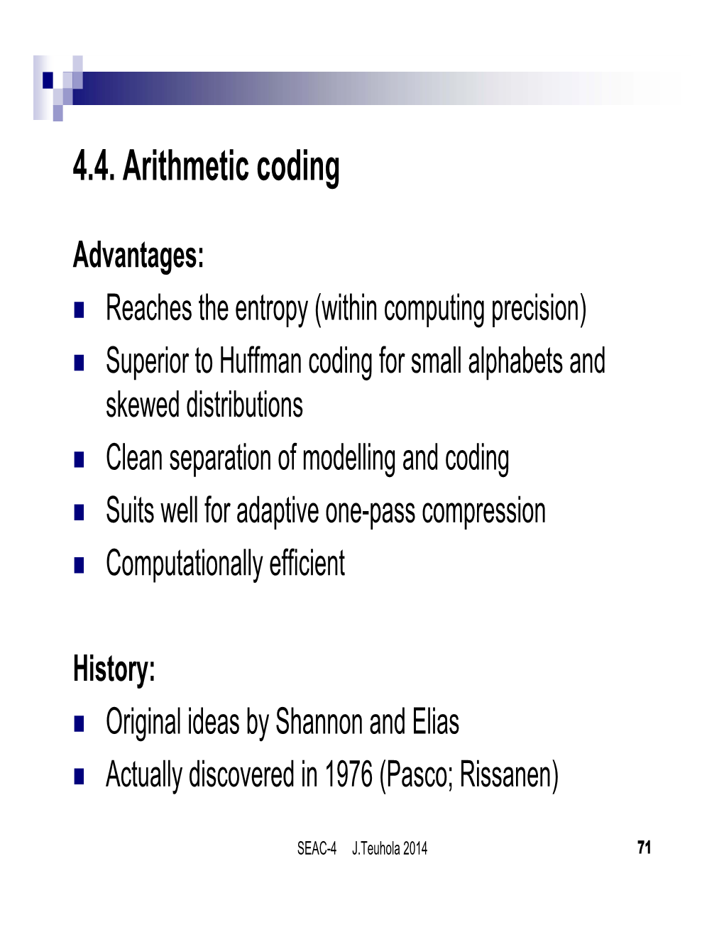 4.4. Arithmetic Coding