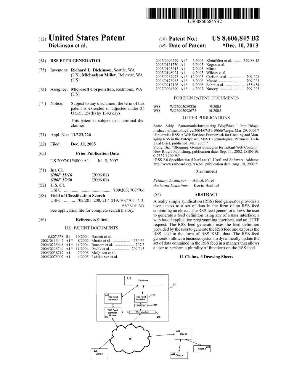 (12) United States Patent (10) Patent No.: US 8,606,845 B2 Dickinson Et Al