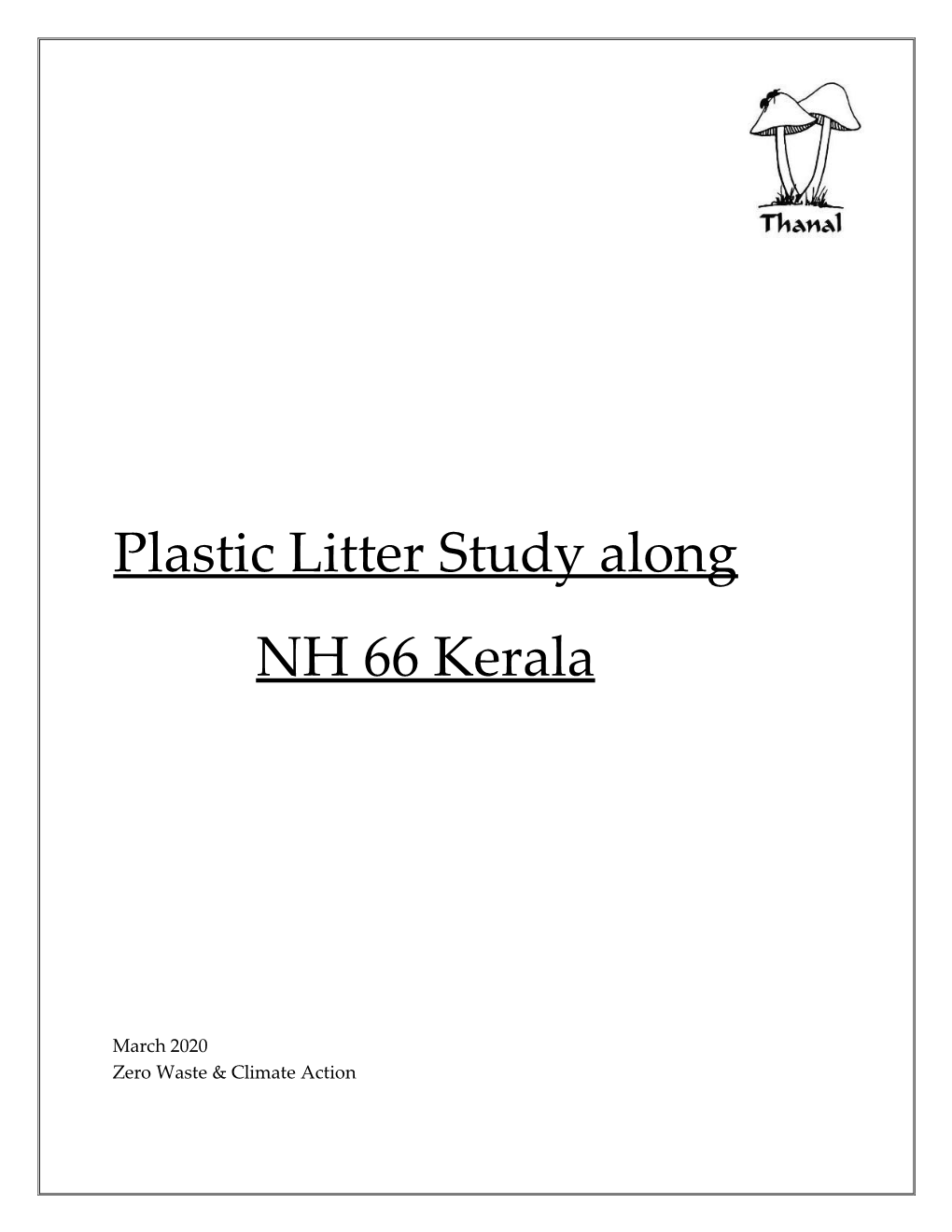 Plastic Litter Study Along NH 66 Kerala