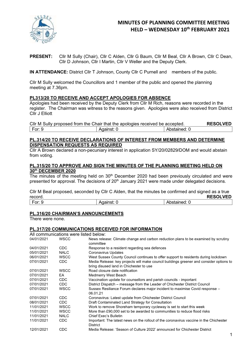 10Feb21 Planning Minutes