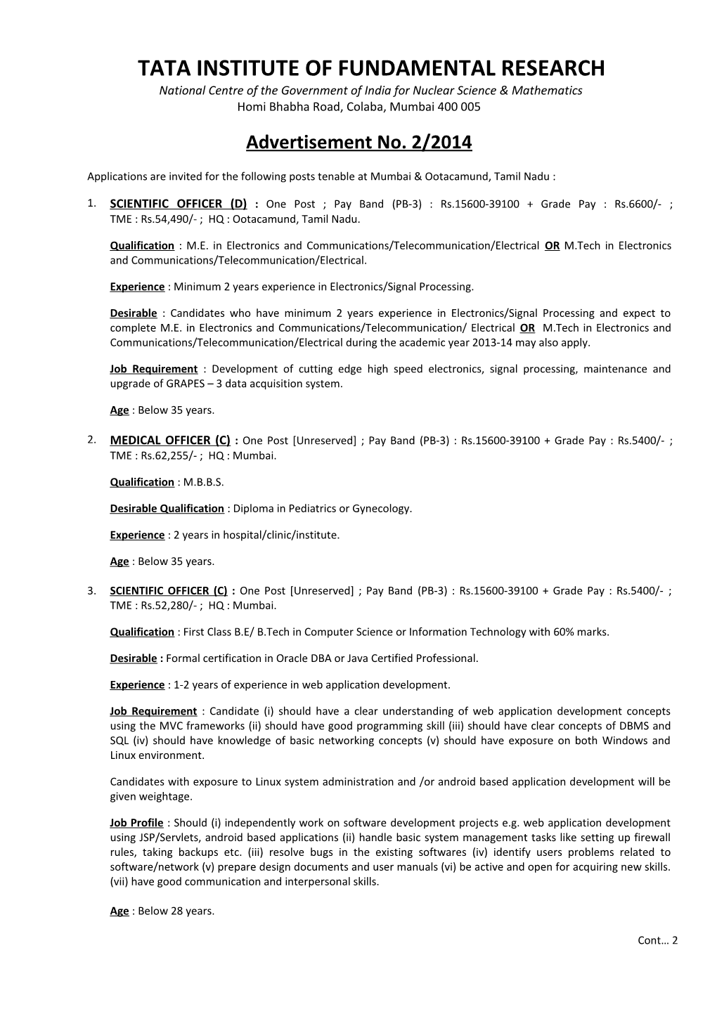 Tata Institute of Fundamental Research s4