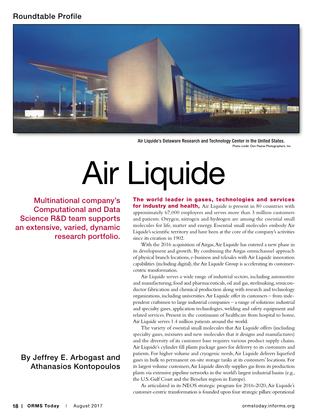 Air Liquide’S Delaware Research and Technology Center in the United States