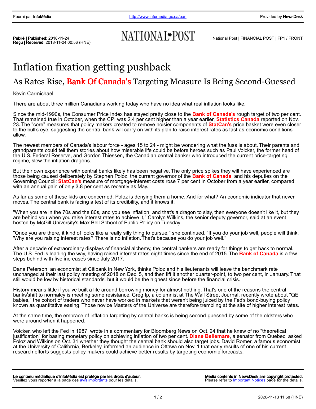 Inflation Fixation Getting Pushback