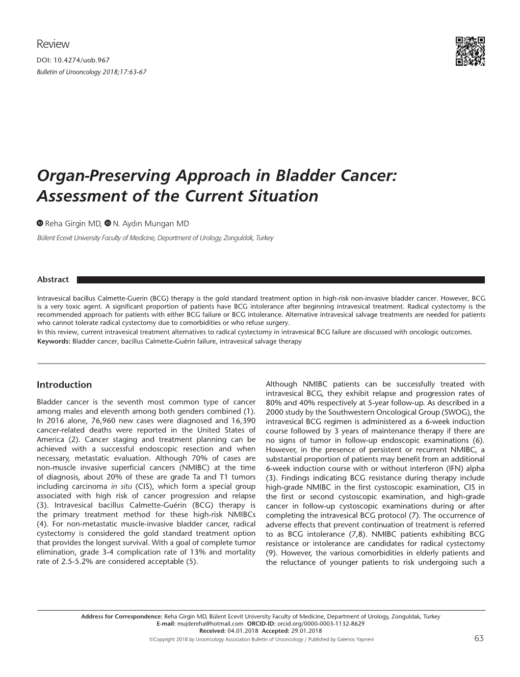 Organ-Preserving Approach in Bladder Cancer: Assessment of the Current Situation