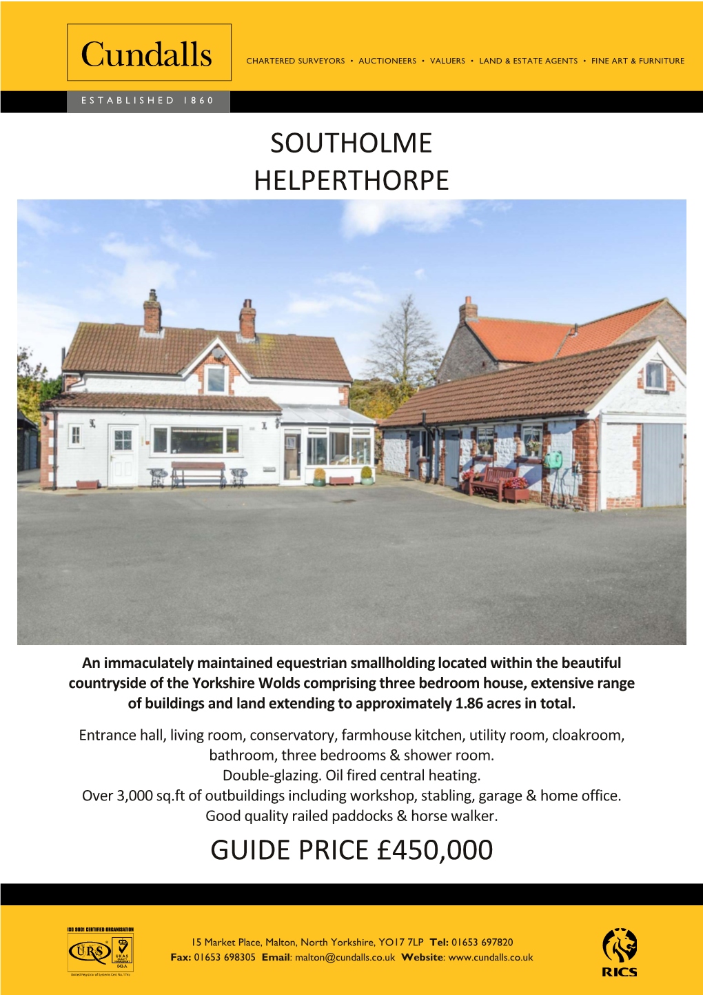 Southolme Helperthorpe Guide Price £450,000