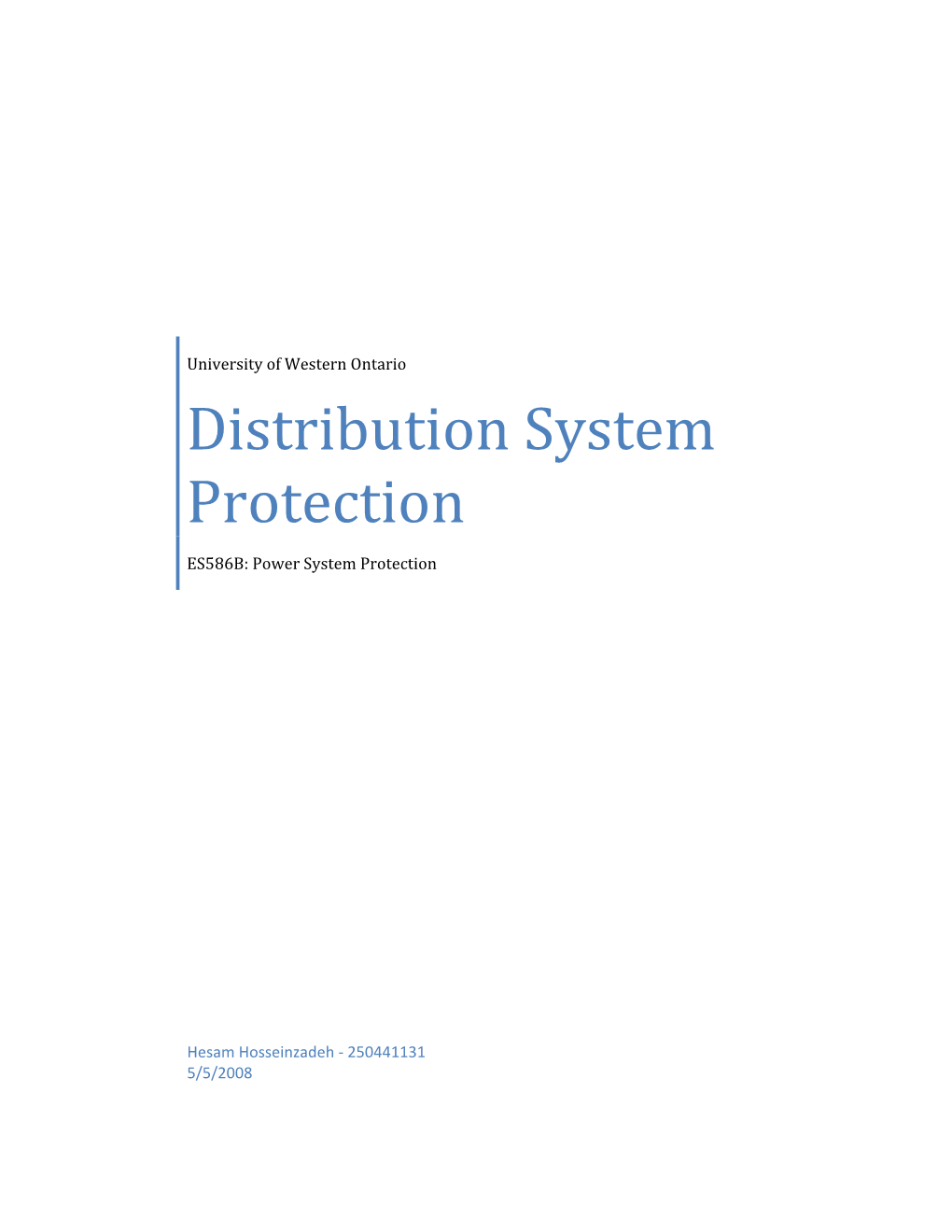 Distribution System Protection