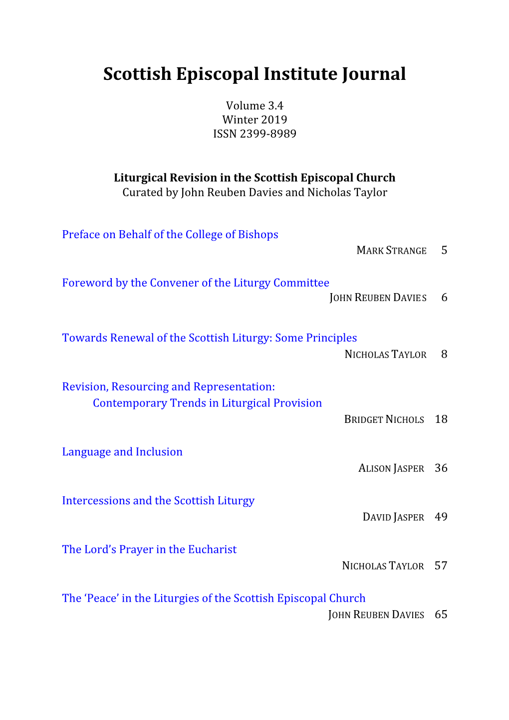 Scottish Episcopal Institute Journal