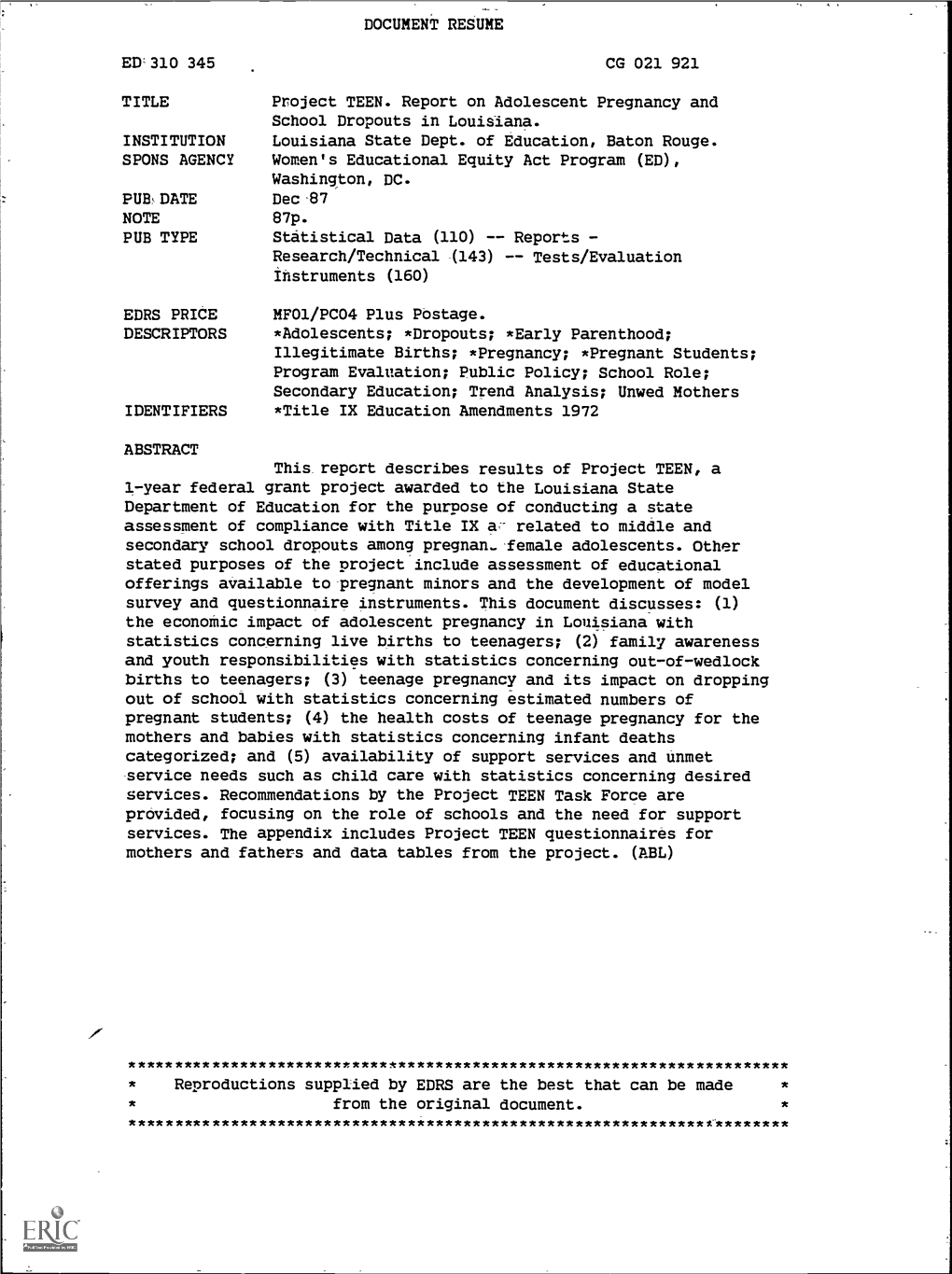 Document Resume Ed'310 345