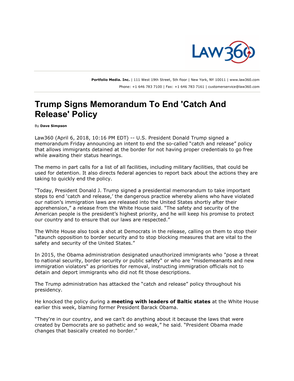 Trump Signs Memorandum to End 'Catch and Release' Policy