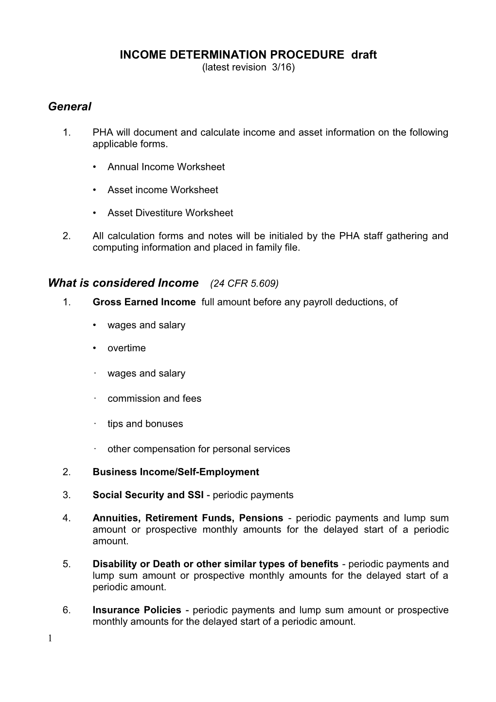 Determination of Income for Rent