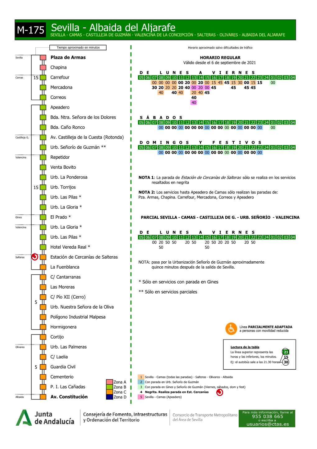 Sevilla - Albaida Del Aljarafe M-175 SEVILLA - CAMAS - CASTILLEJA DE GUZMÁN - VALENCINA DE LA CONCEPCIÓN - SALTERAS - OLIVARES - ALBAIDA DEL ALJARAFE