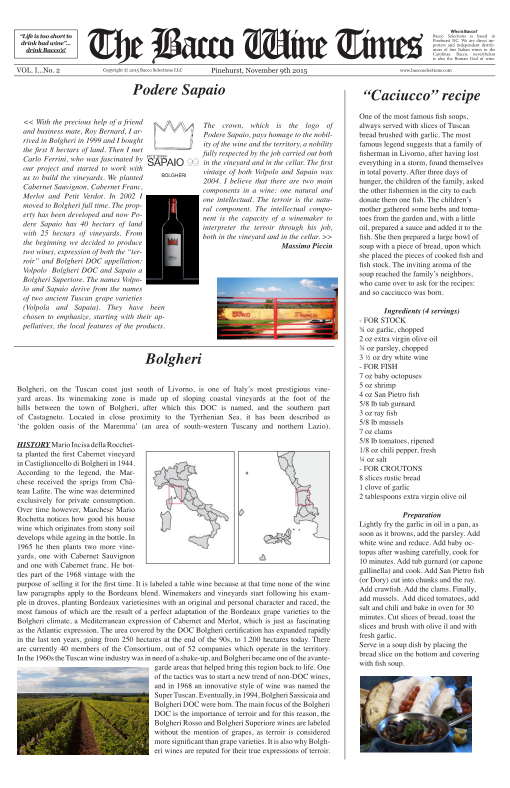 Recipe Podere Sapaio