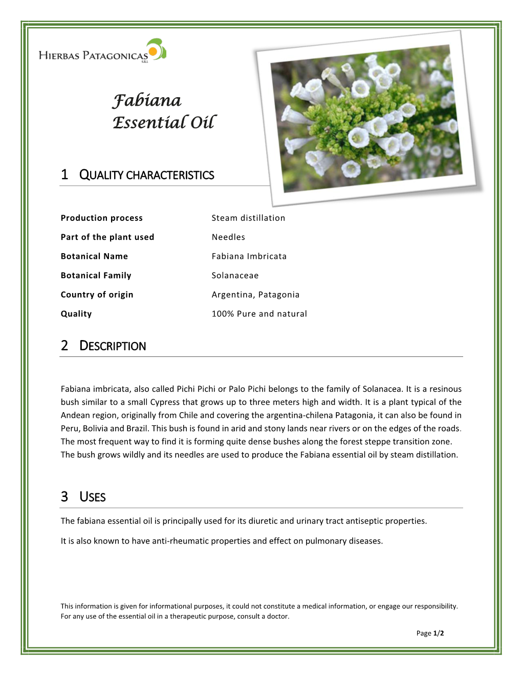 Fabiana Essential Oil 3 USES