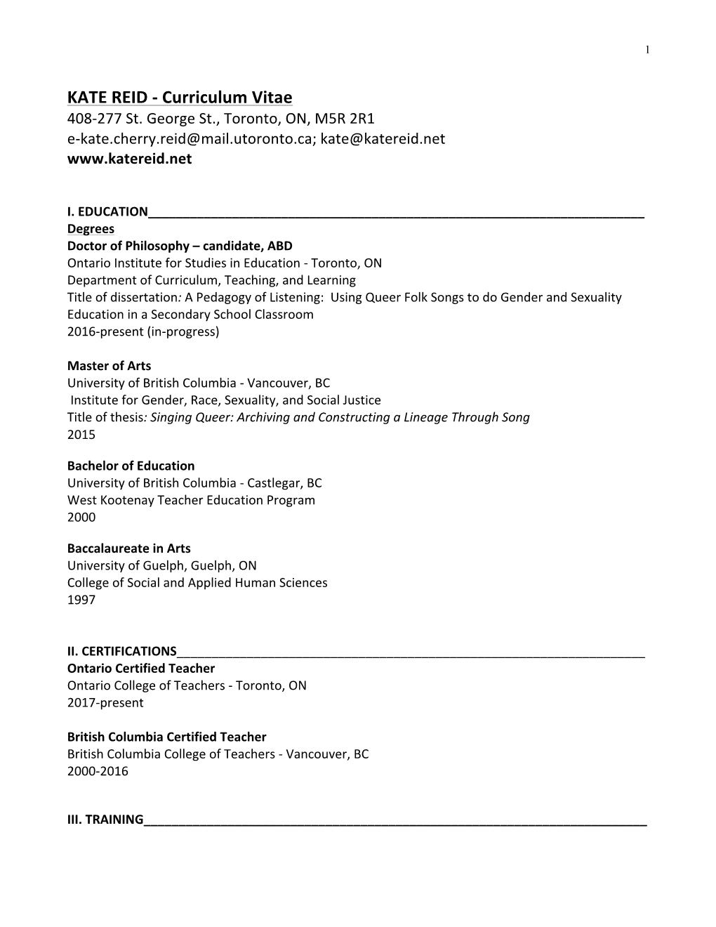 Curriculum Vitae 408-277 St