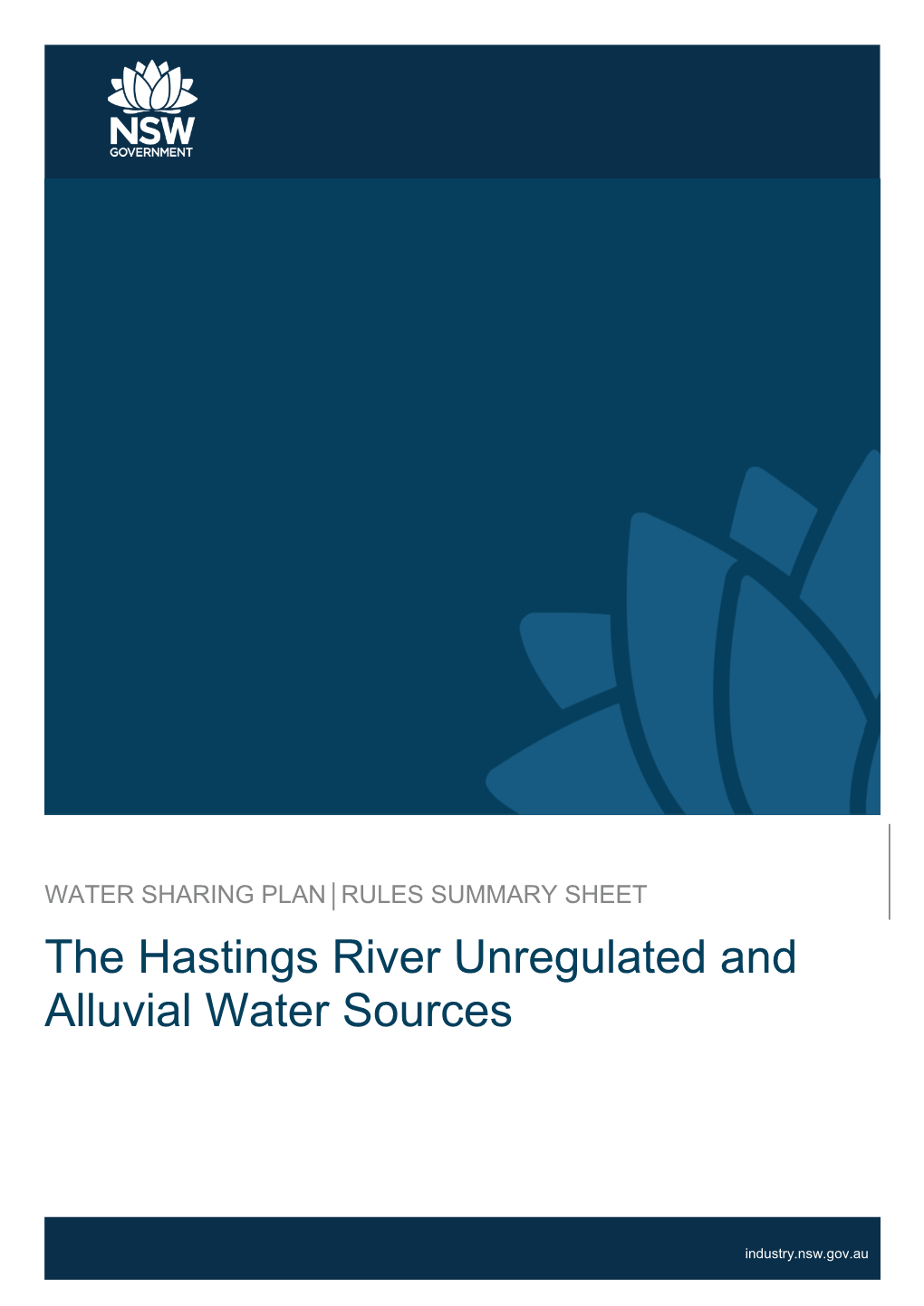 Hastings River Unregulated and Alluvial Water Sources