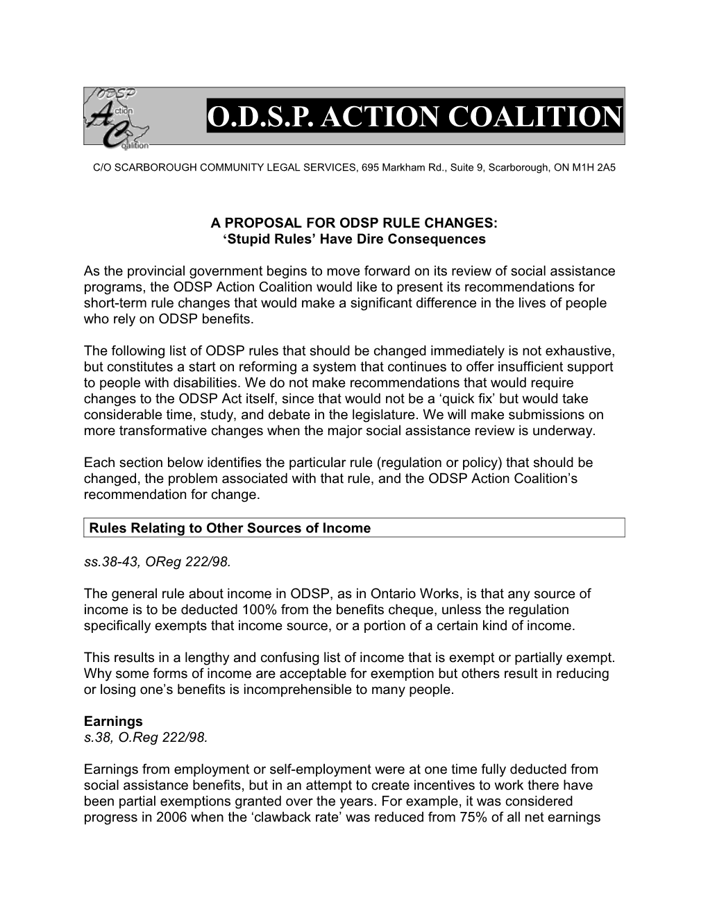 O.D.S.P. Action Coalition