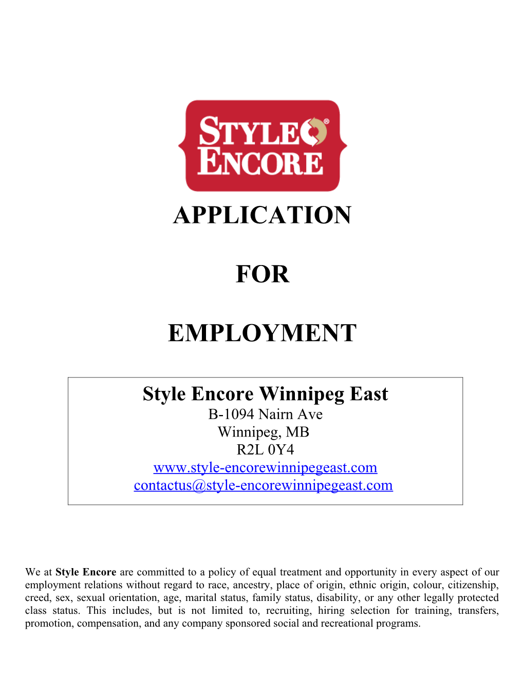 Canada Sample Job Application