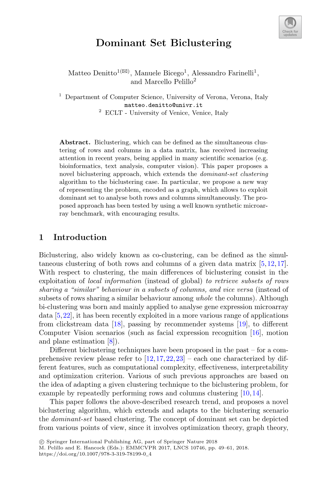 Dominant Set Biclustering