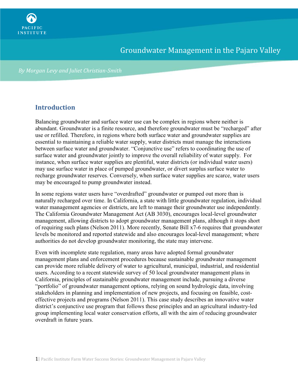 Groundwater Management in the Pajaro Valley