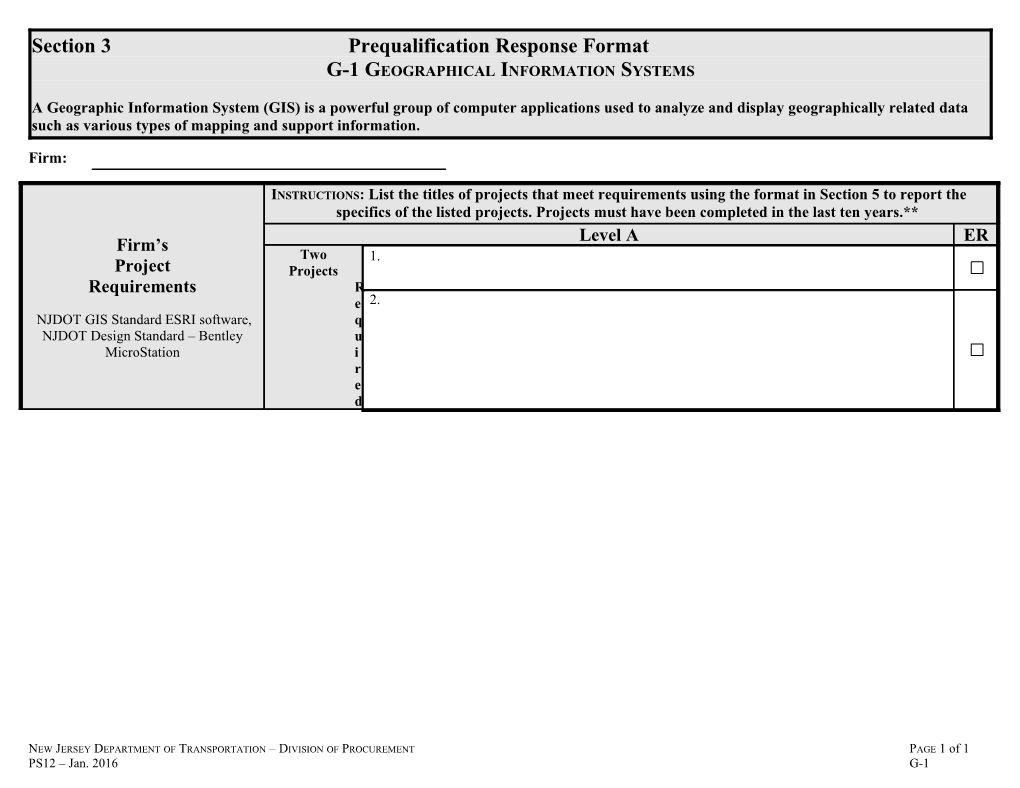 Geographical Information Systems Requirements