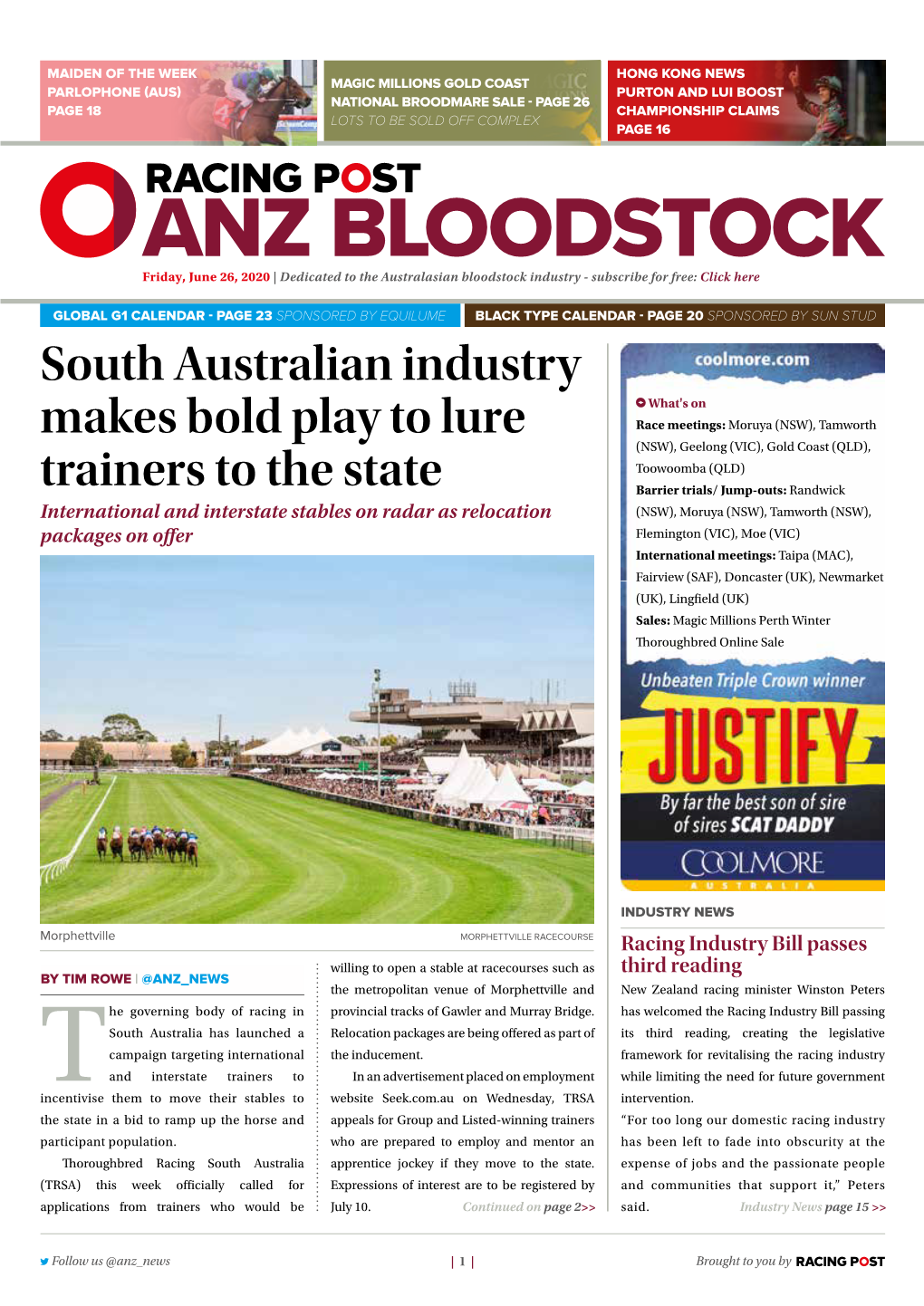 South Australian Industry Makes Bold Play to Lure Trainers to the State | 2 | Friday, June 26, 2020