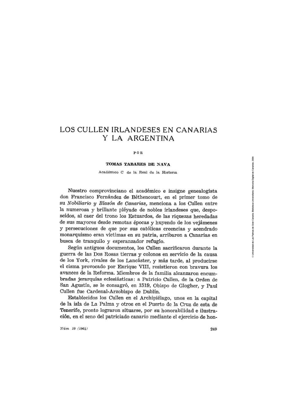 Los Cullen Irlandeses En Canarias Y La Argentina