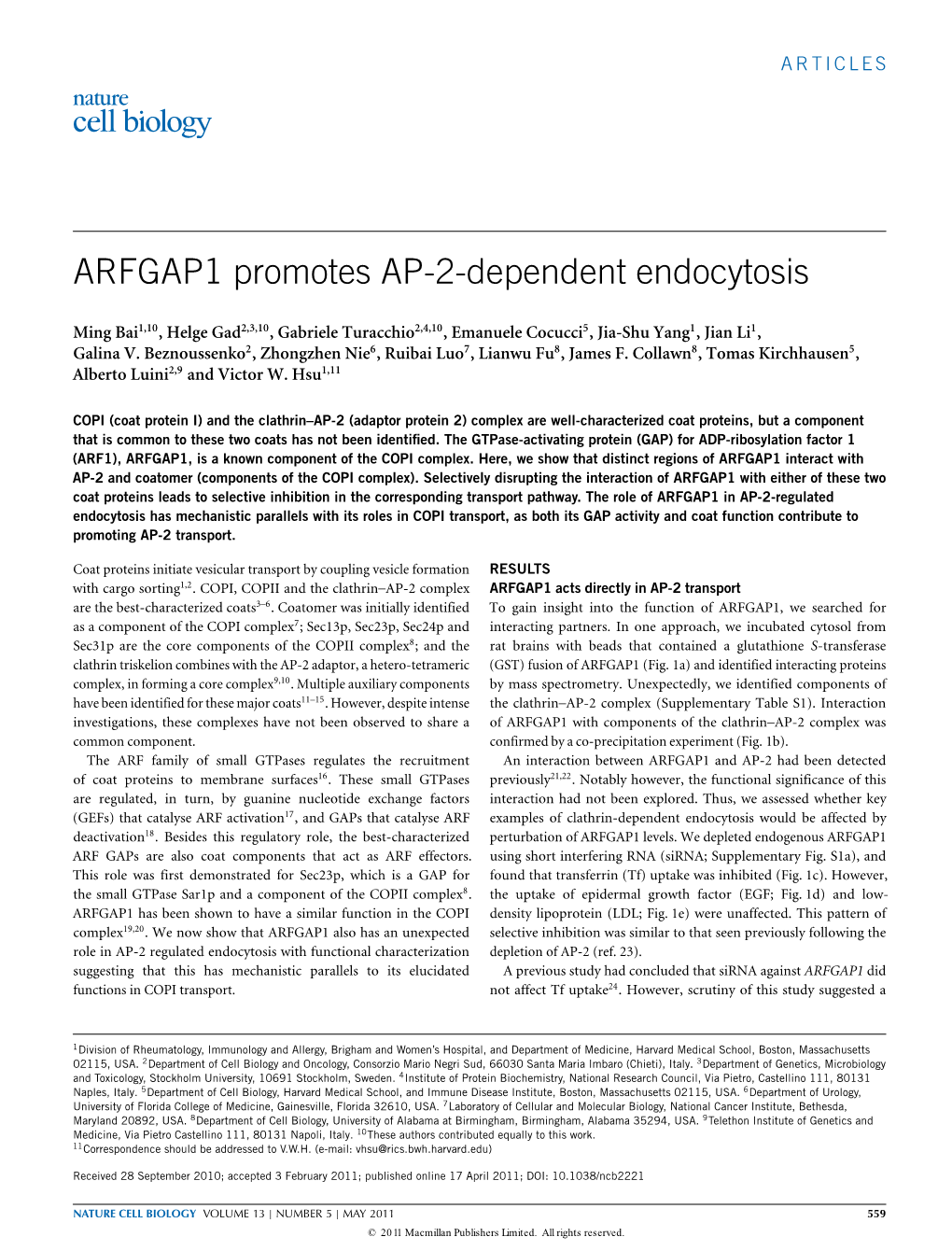 ARFGAP1 Promotes AP-2-Dependent Endocytosis