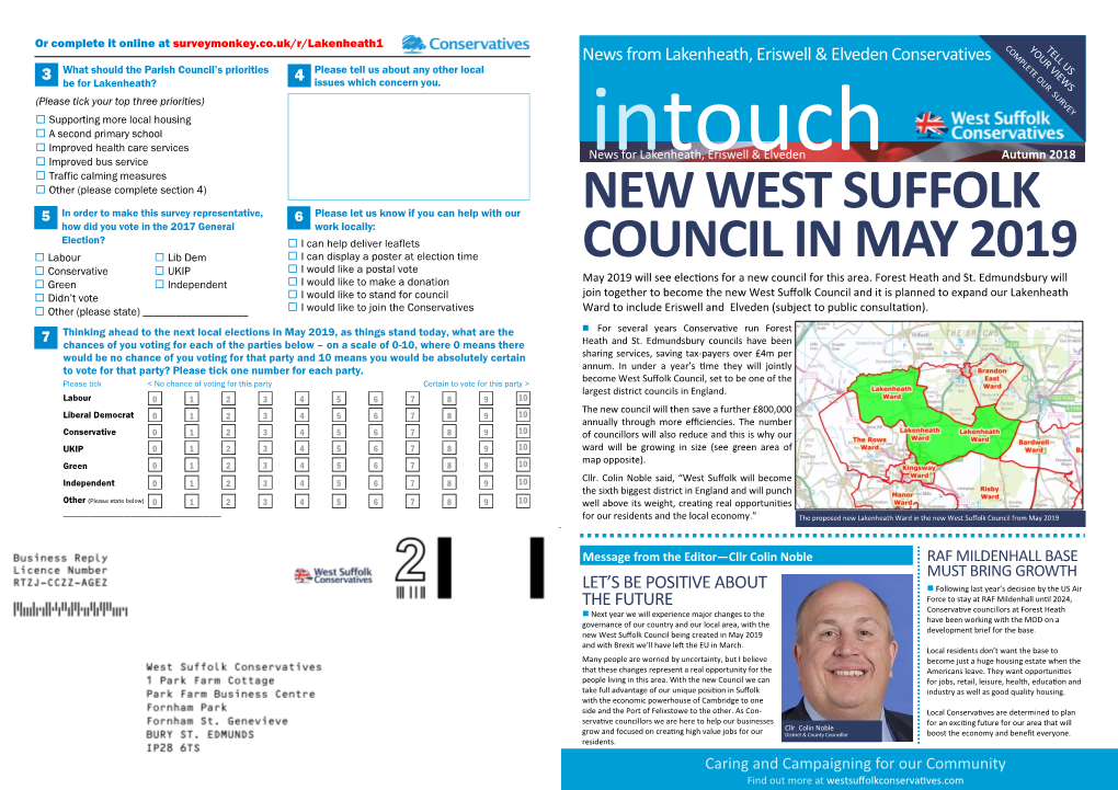 New West Suffolk Council ������������������������������������������ ¨ Improving Public Transport �����������������������������������������