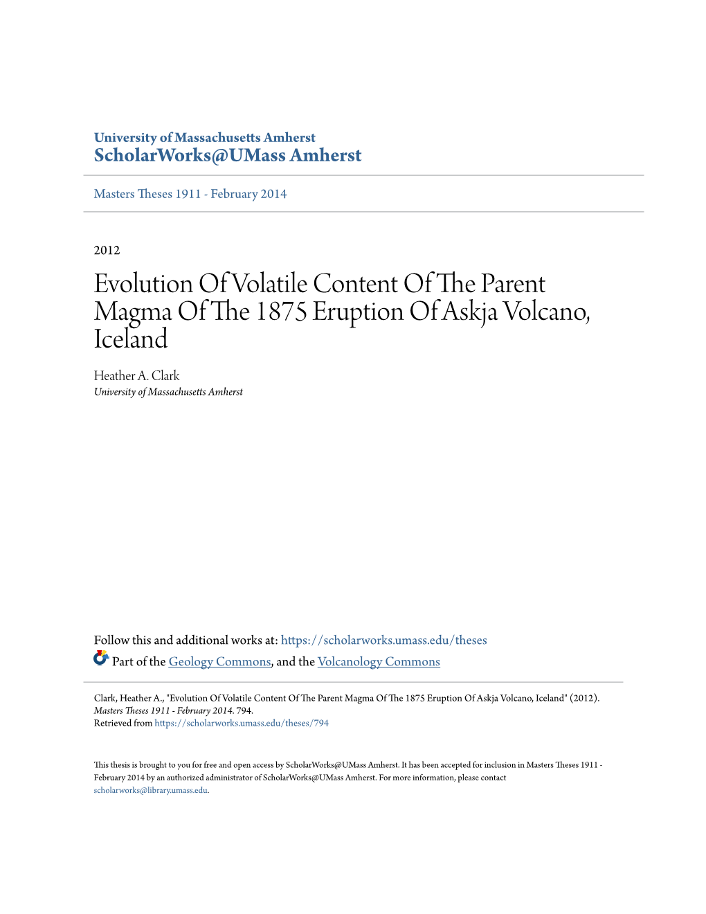 Evolution of Volatile Content of the Parent Magma of the 1875 Eruption of Askja Volcano, Iceland