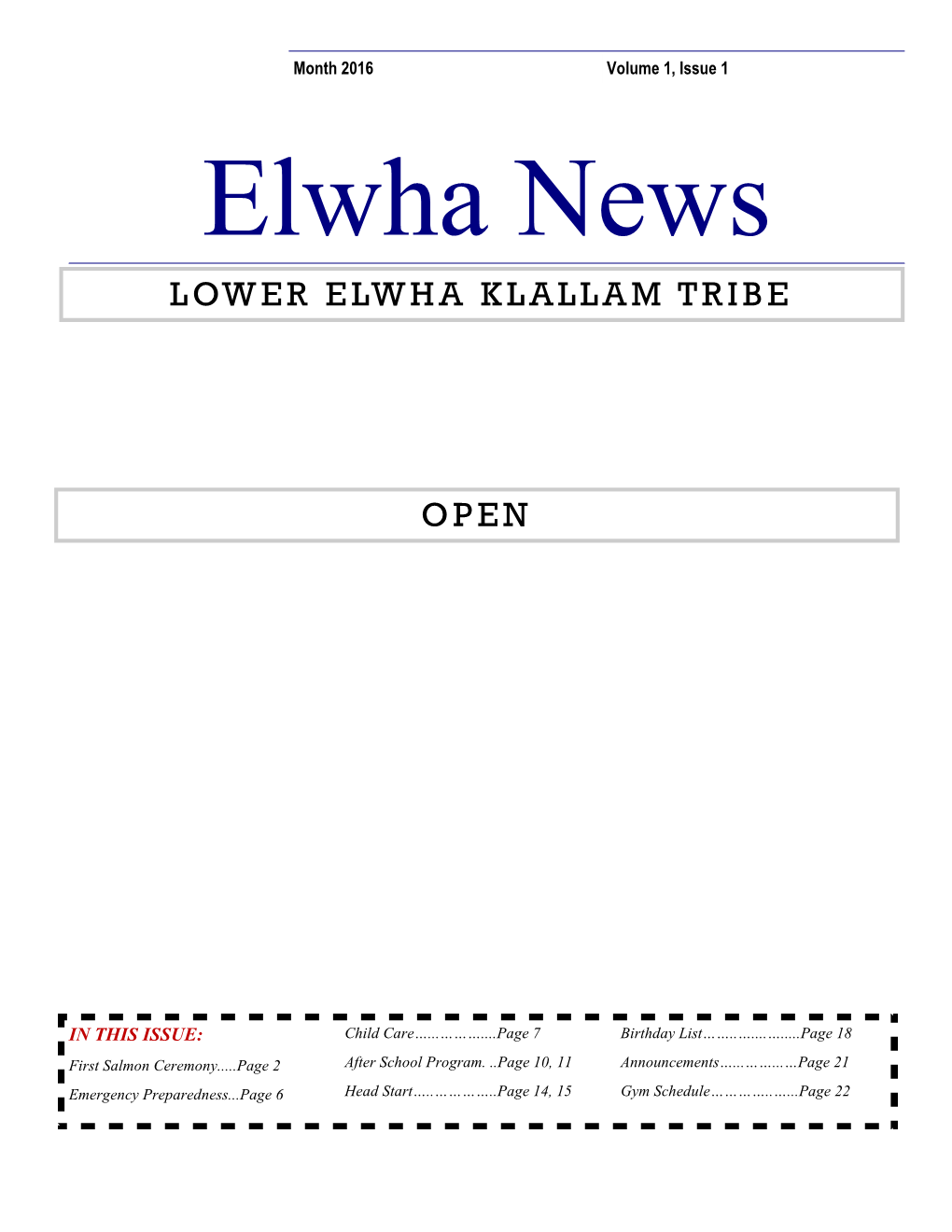 Lower Elwha Klallam Tribe Open