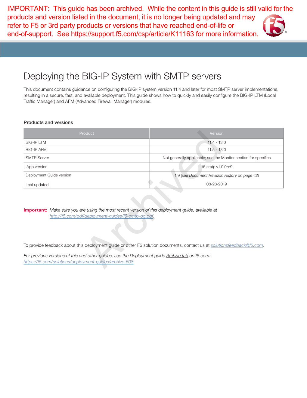 Deploying the BIG-IP System with SMTP Servers