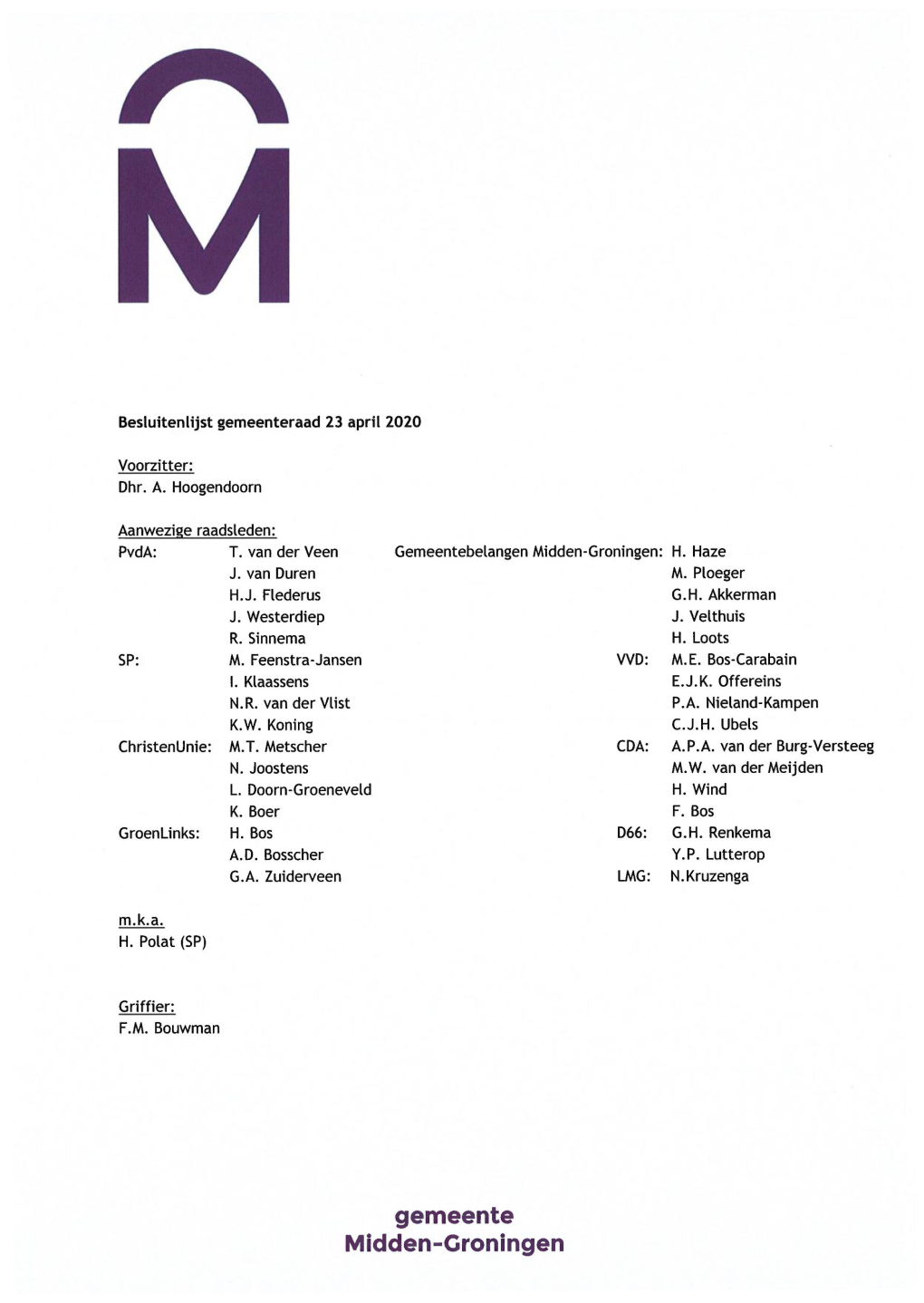 Bestuurlijke Informatie Gemeente Midden-Groningen