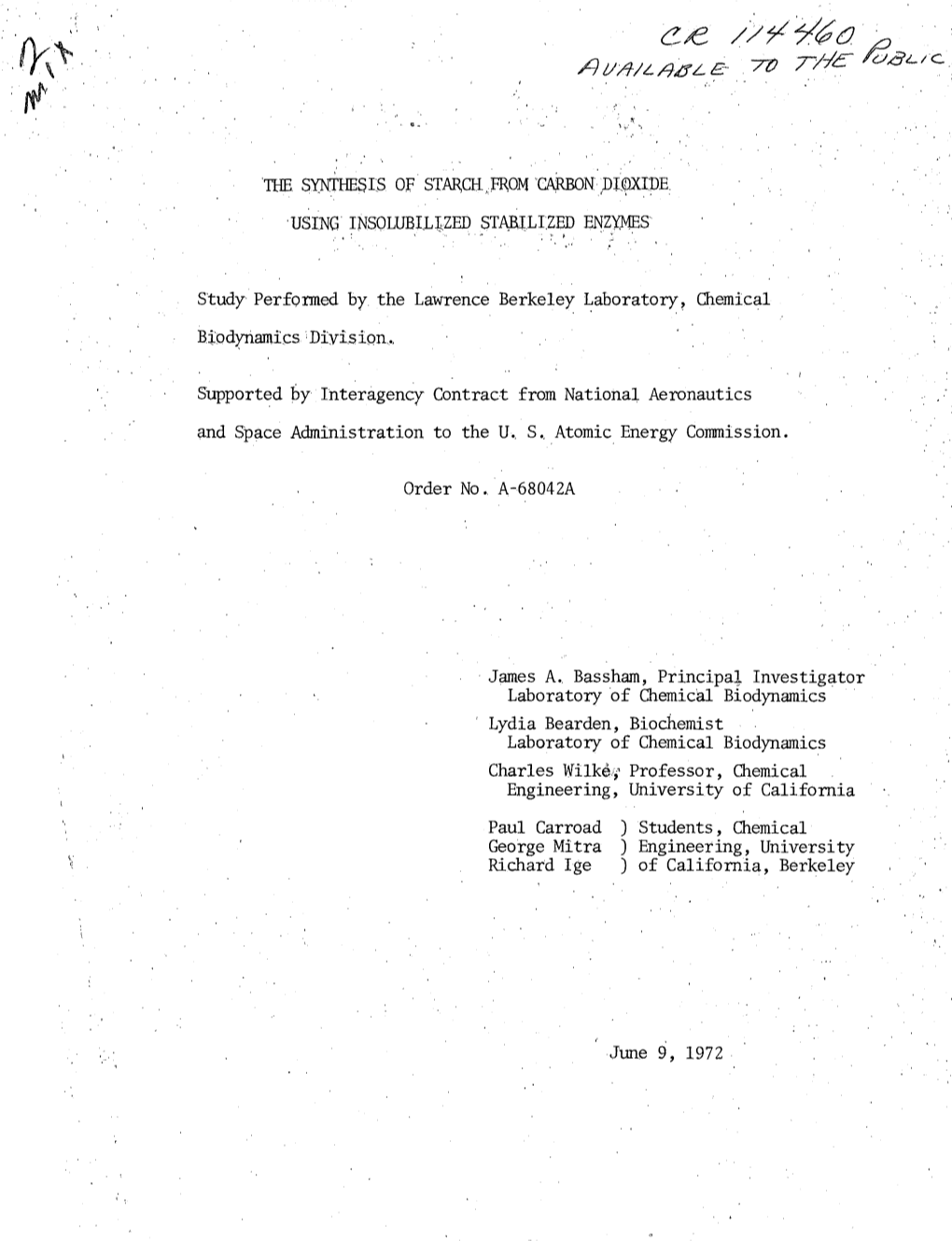 Carbon Di.Dxide Using Insolubilized Stabilized Enzymes