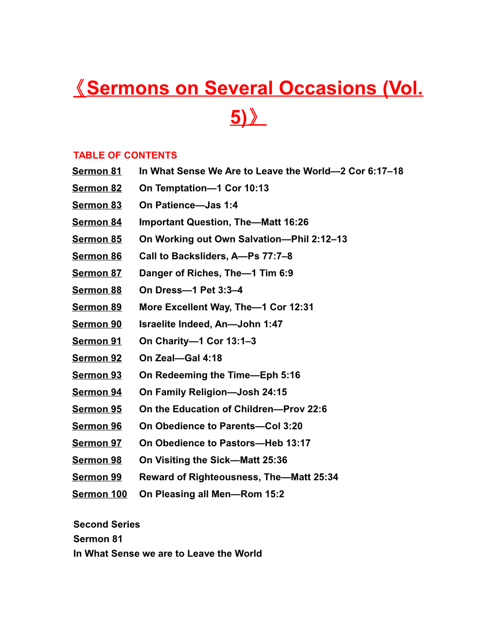 Sermons on Several Occasions (Vol. 5)