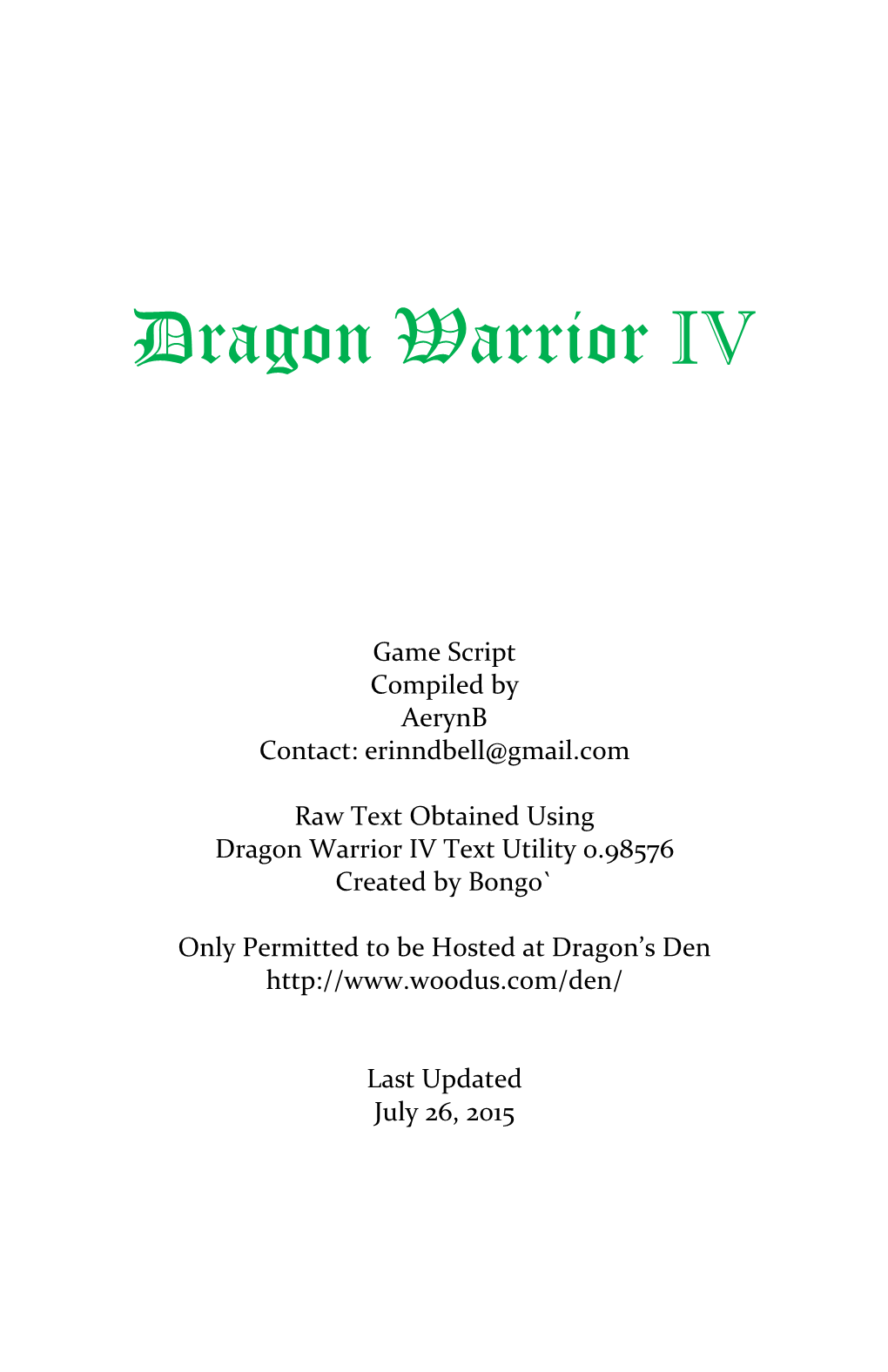 Dragon Warrior IV