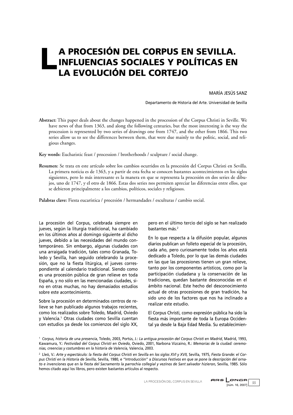 La Procesión Del Corpus En Sevilla. Influencias