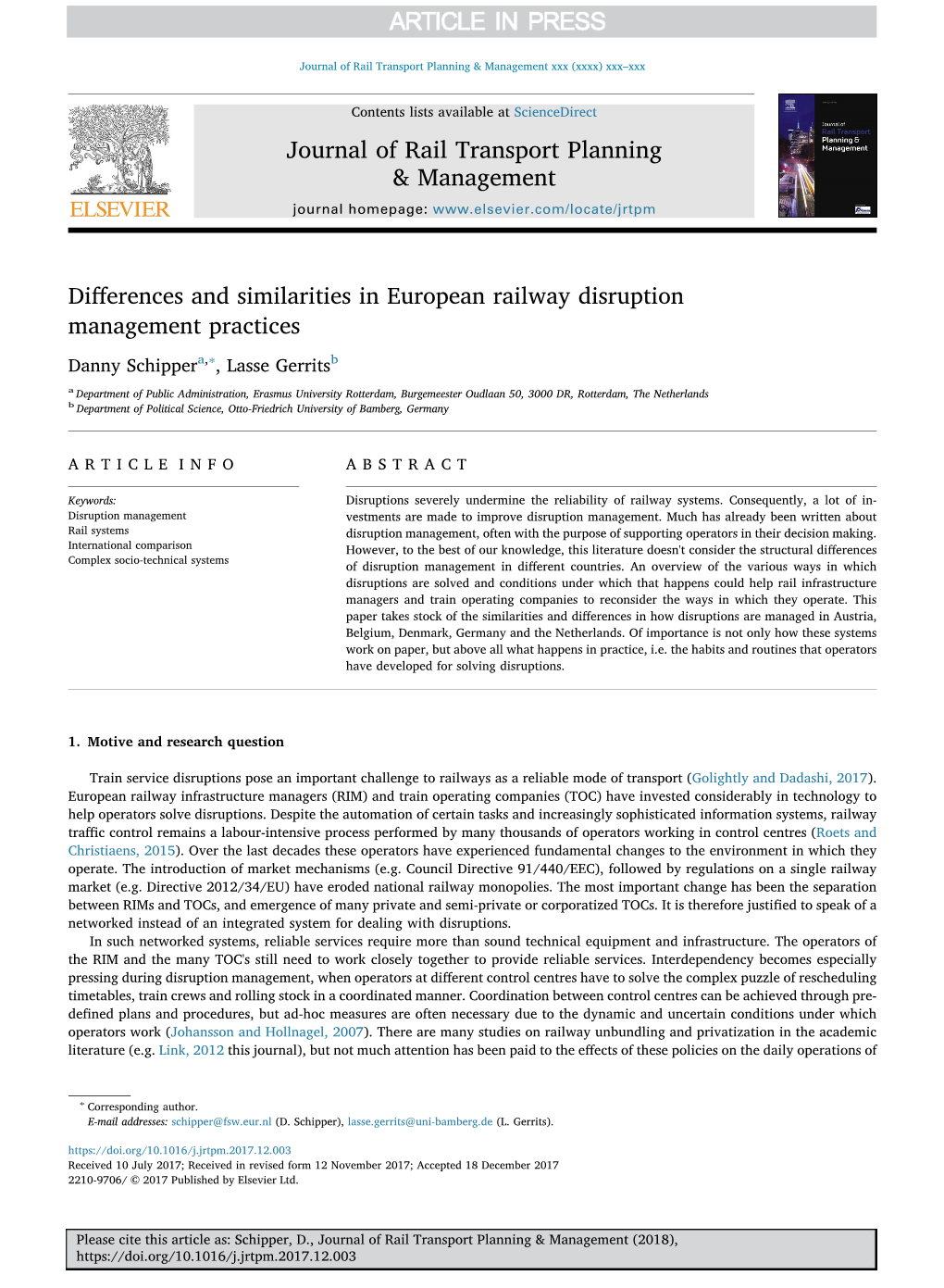 Journal of Rail Transport Planning & Management