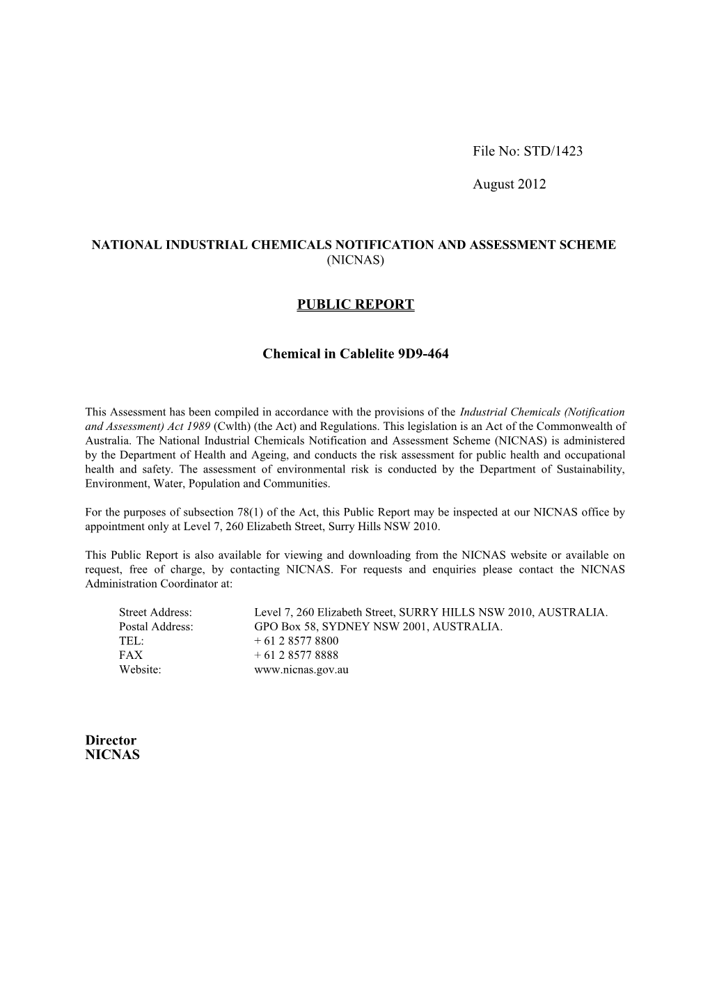 National Industrial Chemicals Notification and Assessment Scheme s34