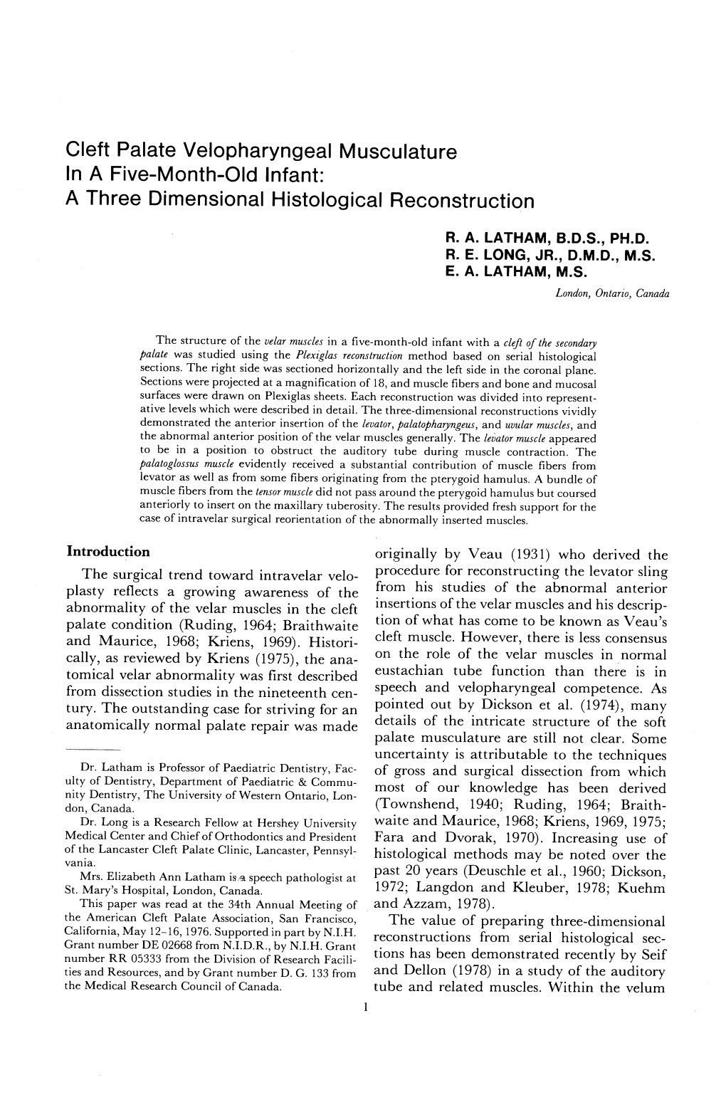 Cleft Palate Velopharyngeal Musculature in a Five-Month-Old Infant