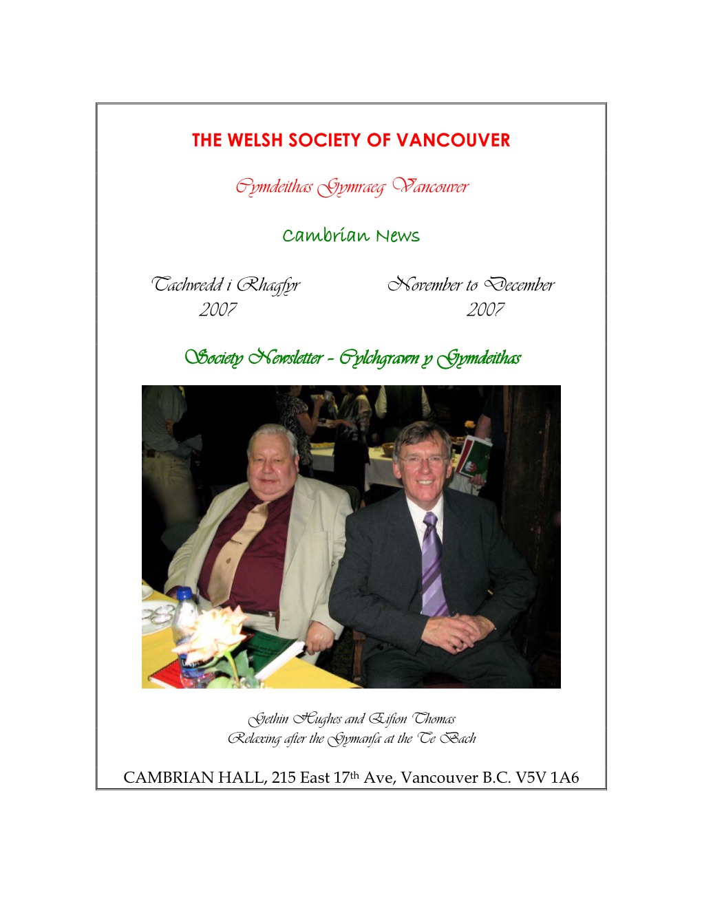 Vancouver Welsh Society