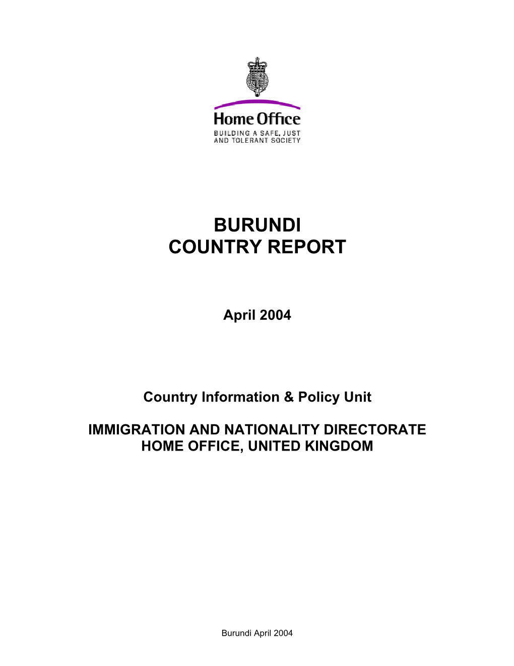 Burundi Country Report