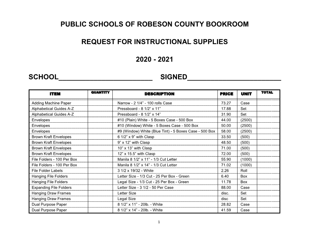 Public Schools of Robeson County Bookroom