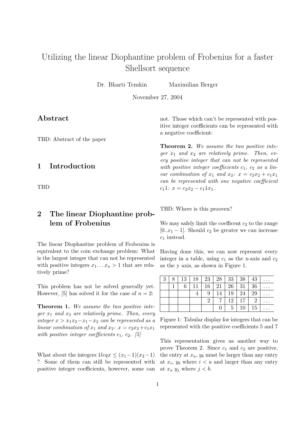 Utilizing the Linear Diophantine Problem of Frobenius for a Faster Shellsort Sequence