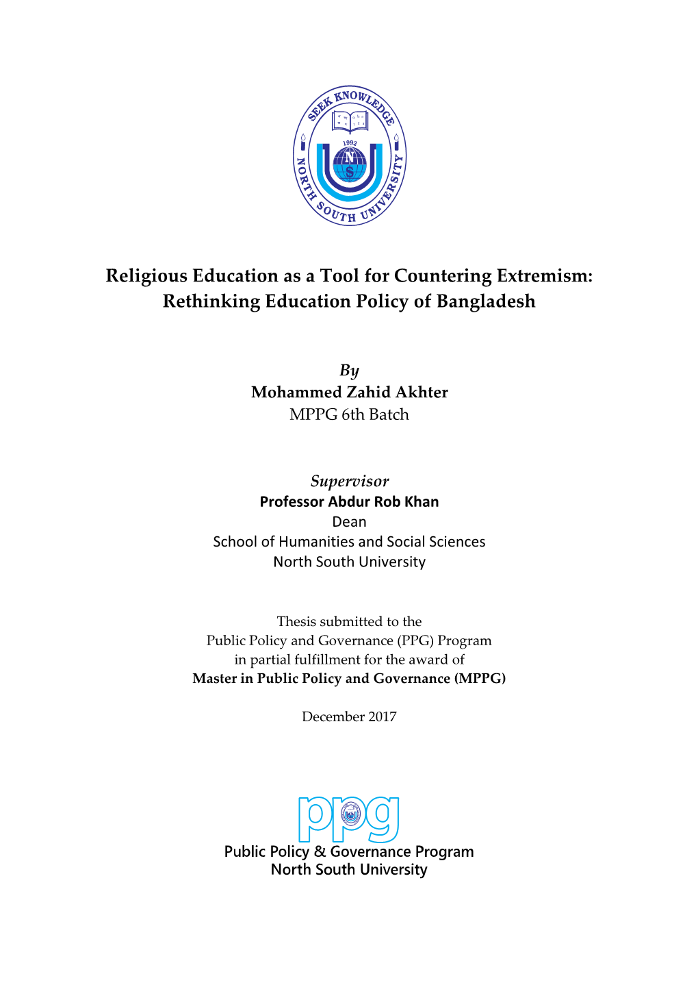 Religious Education As a Tool for Countering Extremism: Rethinking Education Policy of Bangladesh