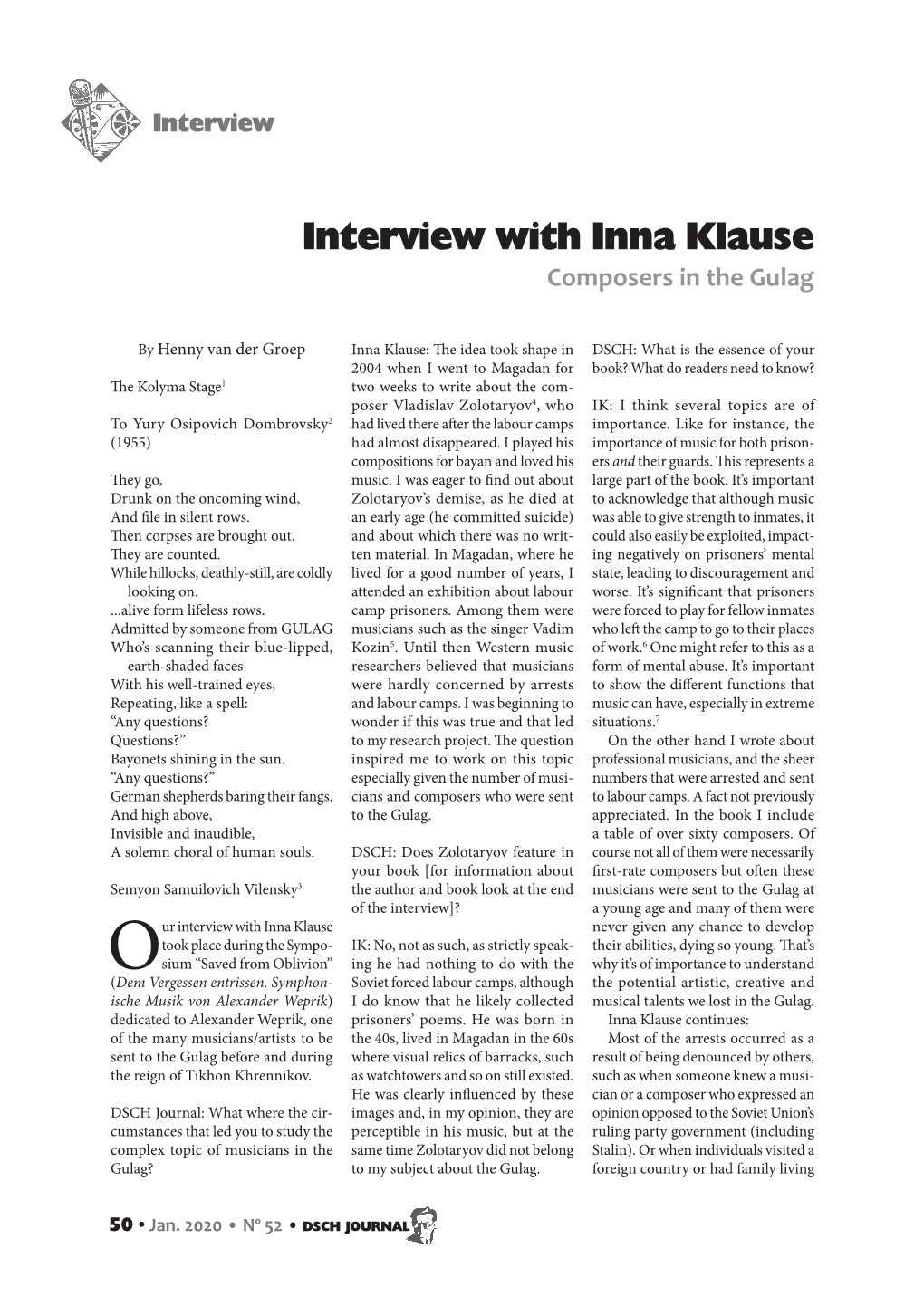 Interview with Inna Klause Composers in the Gulag