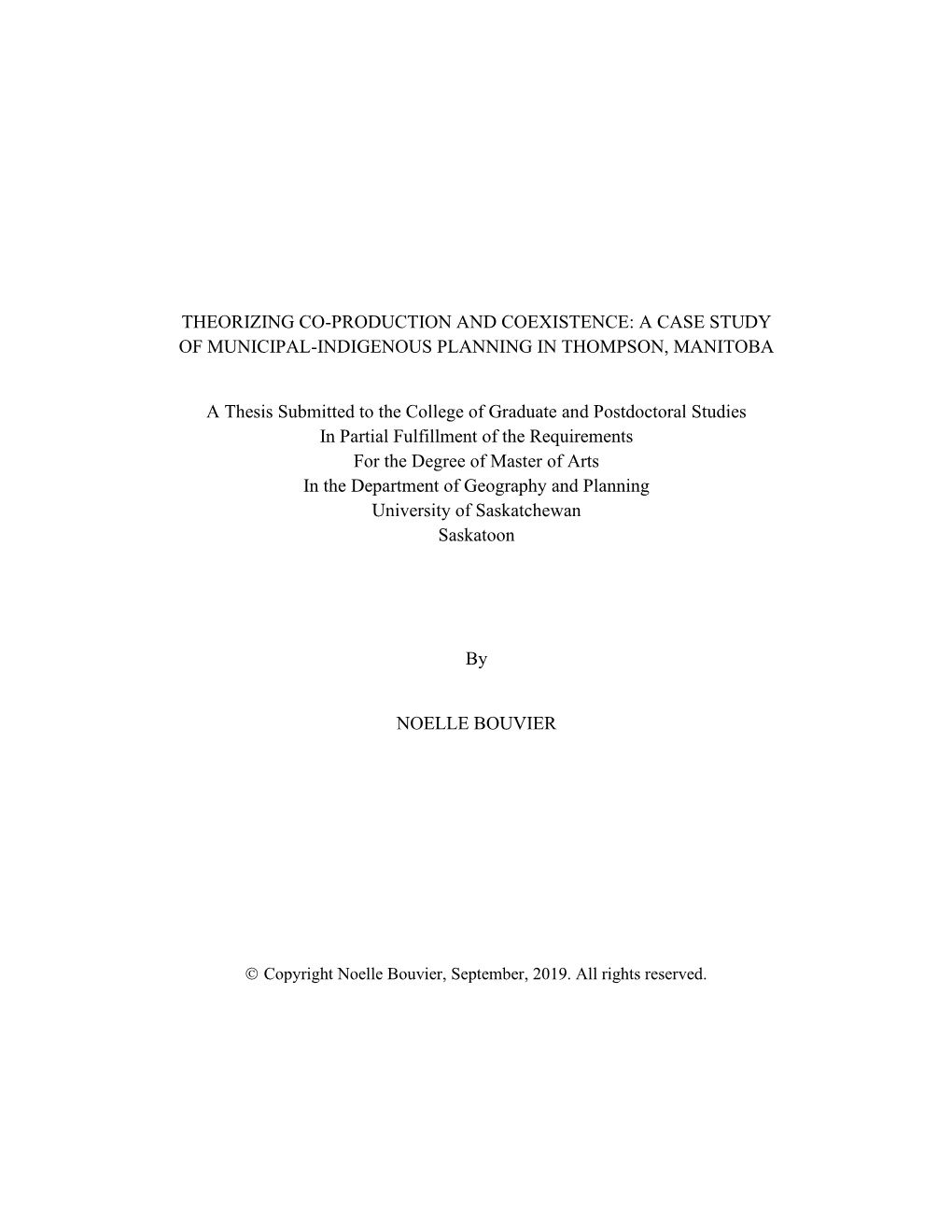 Theorizing Co-Production and Coexistence: a Case Study of Municipal-Indigenous Planning in Thompson, Manitoba