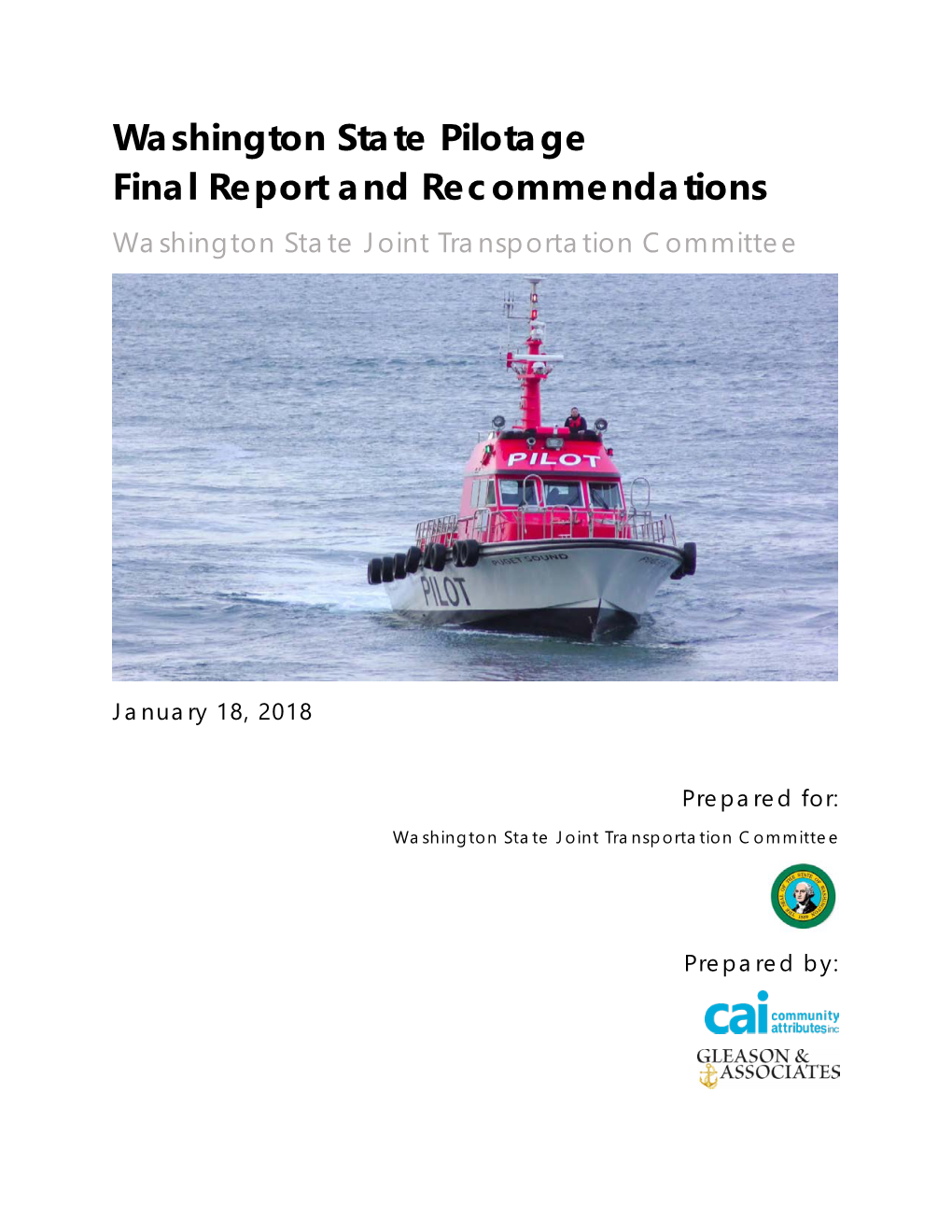 Washington State Pilotage Final Report and Recommendations Washington State Joint Transportation Committee